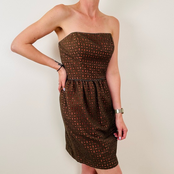 Corey Lynn Calter strapless fit & flare eyelet boho corset mini pocket dress - Picture 2 of 10